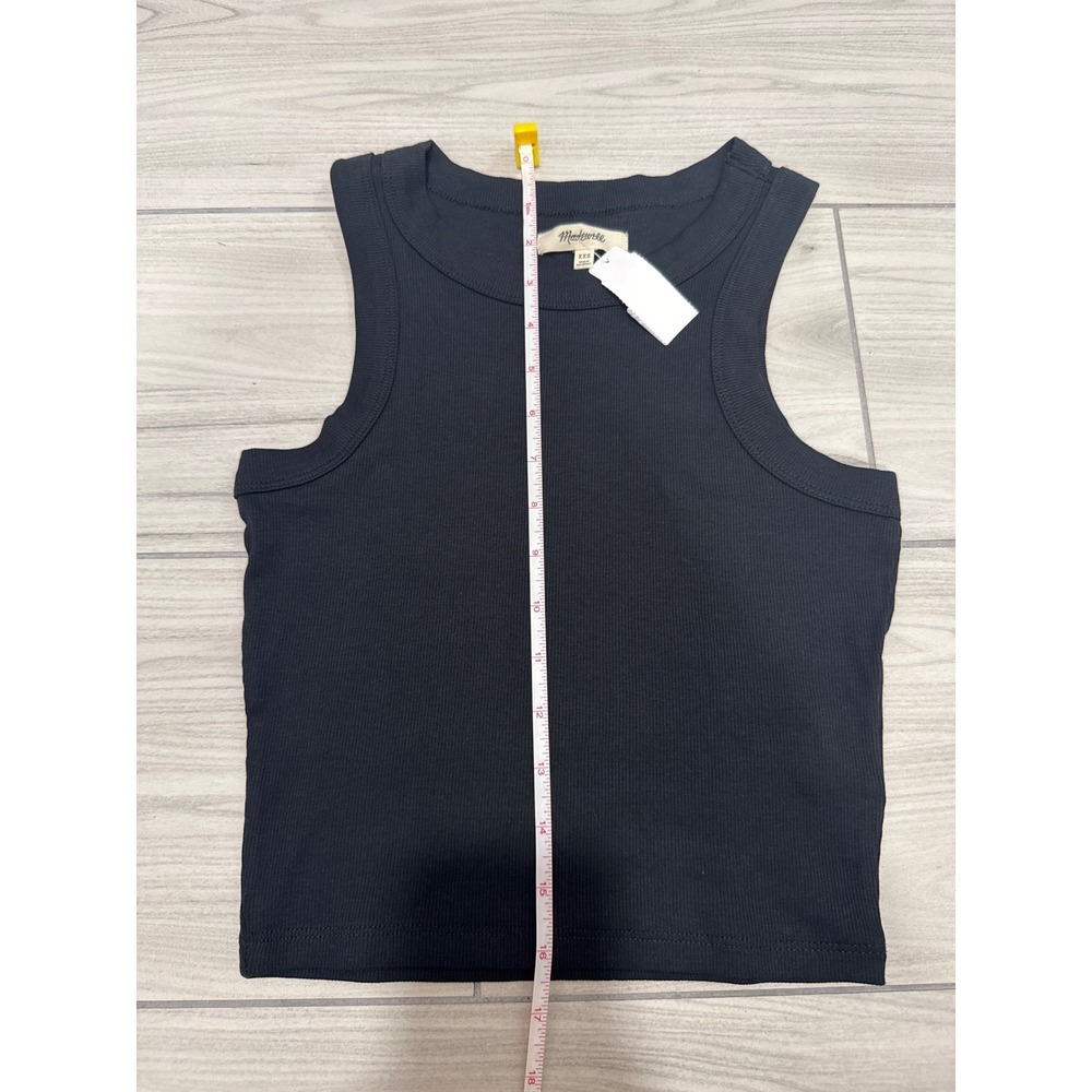 Madewell Brightside Tank Top Black Ribbed Crew Neck Sleeveless XXS NWT - Picture 4 of 5